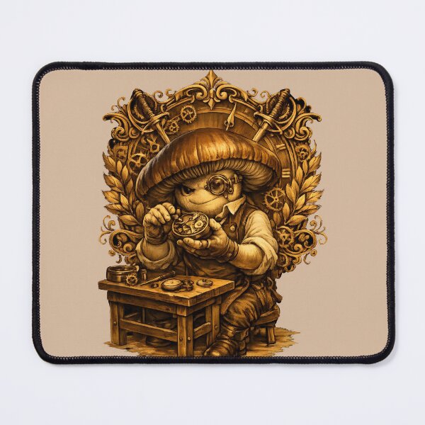 Item preview, Victorian Mushroom Watchmaker – Intricate Vintage Clockwork Illustration designed and sold by Rawecz Studio.