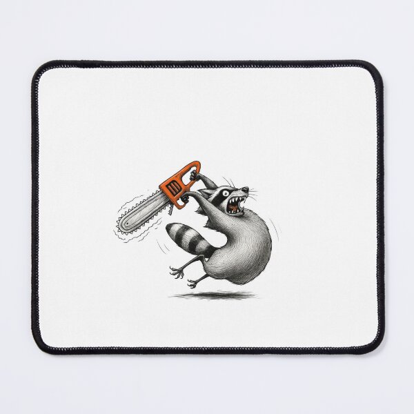 Item preview, Crazy Raccoon Chainsaw Dark Illustration designed and sold by CLC54.