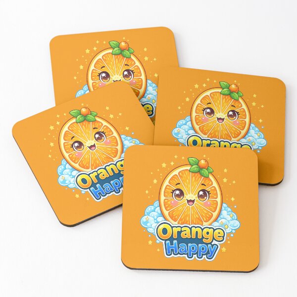 Aperçu de l'œuvre Orange Happy – Orange kawaii joyeuse | Cute Happy Orange Kawaii Design créée et vendue par apanoracar.