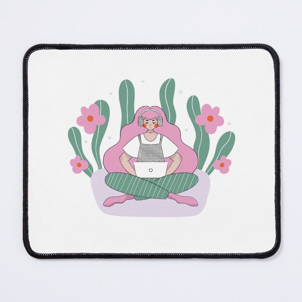 Item preview, Girl Laptop Headset Flowers Kawaii Illustration Cozy Work From Home Gift designed and sold by CLC54.
