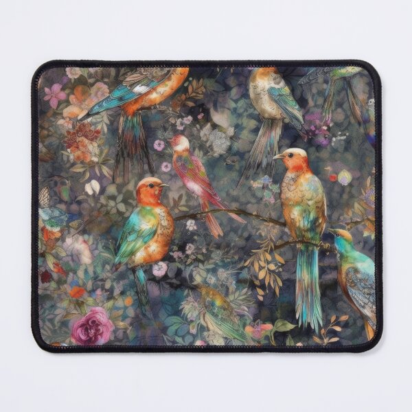 Item preview, Enchanted Aviary: Bohemian Watercolor Songbirds in Lush Bloom designed and sold by pinkal.
