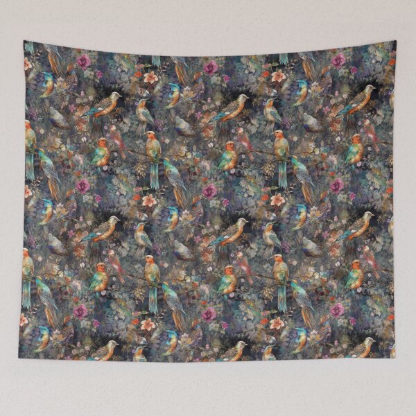 Item preview, Enchanted Aviary: Bohemian Watercolor Songbirds in Lush Bloom designed and sold by pinkal.