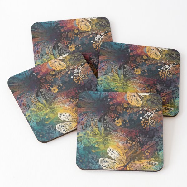 Item preview, Effervescent Flight: Rainbow Calligraphic Butterfly Abstract, Dark designed and sold by pinkal.