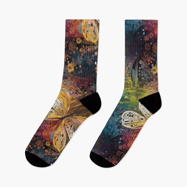 Item preview, Effervescent Flight: Rainbow Calligraphic Butterfly Abstract, Dark designed and sold by pinkal.