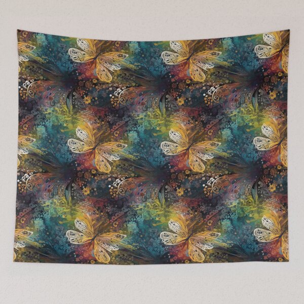 Item preview, Effervescent Flight: Rainbow Calligraphic Butterfly Abstract, Dark designed and sold by pinkal.