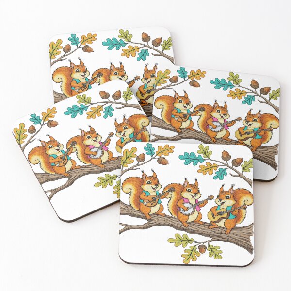 Item preview, Three Squirrels Playing Banjo and Guitar on Oak Branch designed and sold by TeeARTHY.