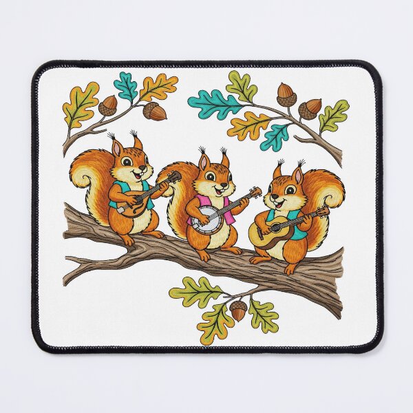 Item preview, Three Squirrels Playing Banjo and Guitar on Oak Branch designed and sold by TeeARTHY.