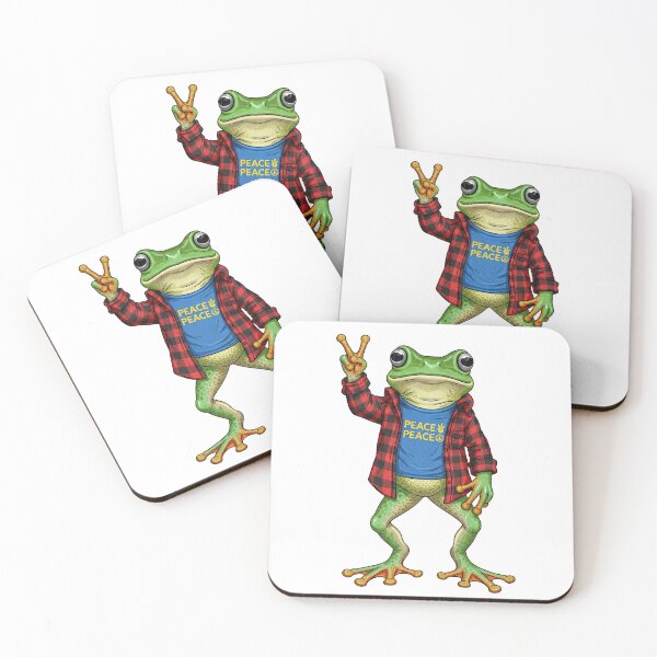 Item preview, Whimsical Peace Sign Frog in Red Plaid Flannel   designed and sold by TeeARTHY.