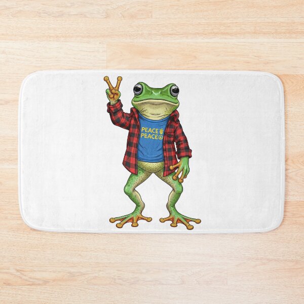 Item preview, Whimsical Peace Sign Frog in Red Plaid Flannel   designed and sold by TeeARTHY.