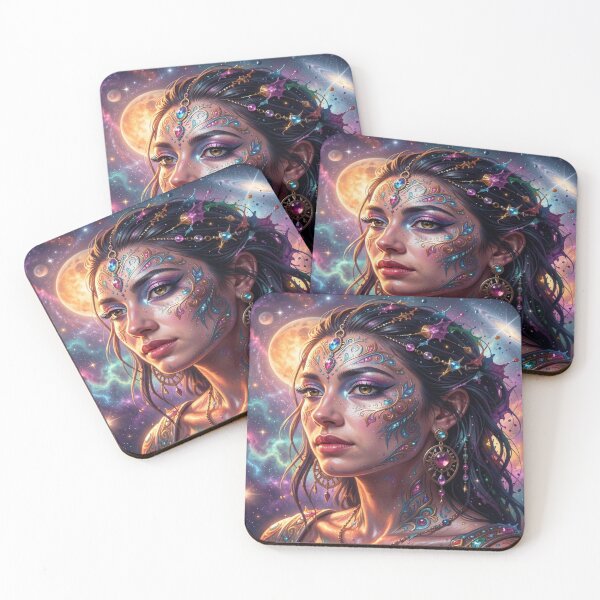 Item preview, Cosmic Fantasy Portrait with Ornamental Details and Celestial Art Vibes designed and sold by FotoworldEdel.