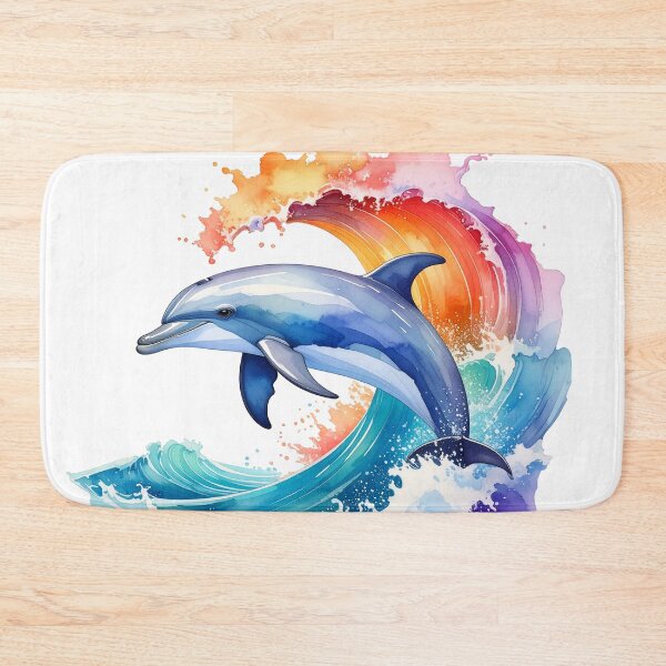 Item preview, Surfer, dolphin with wave in watercolor designed and sold by LiskoDesign.