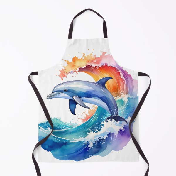 Artikelvorschau, Wellenreiter, Delfin mit Welle in Aquarellfarben entworfen und verkauft von LiskoDesign.