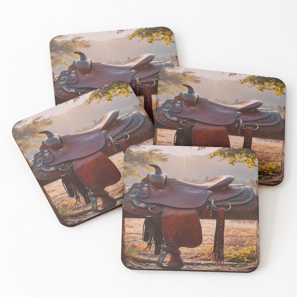 Item preview, Vintage Western Saddle at Sunset designed and sold by BeautifulVirtues.