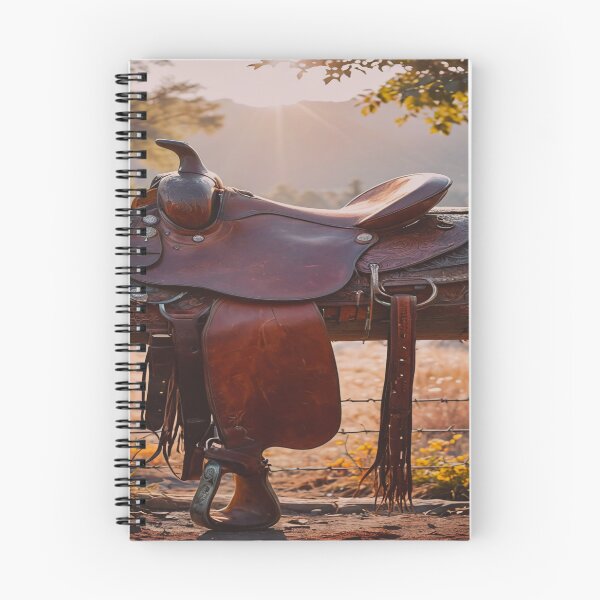 Item preview, Vintage Western Saddle at Sunset designed and sold by BeautifulVirtues.