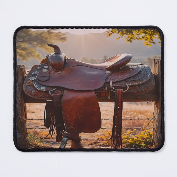Item preview, Vintage Western Saddle at Sunset designed and sold by BeautifulVirtues.