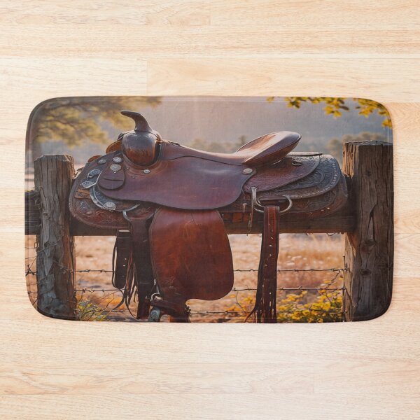Item preview, Vintage Western Saddle at Sunset designed and sold by BeautifulVirtues.