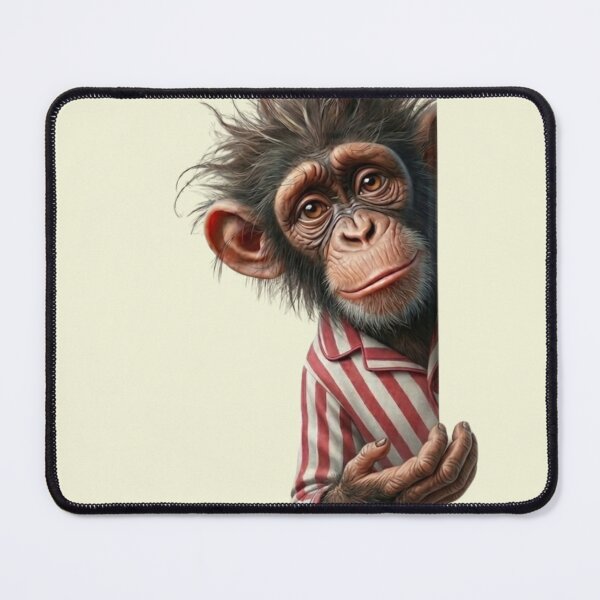 Item preview, Cute Chimp in Striped Pajamas Peeking from Page - Adorable Animal designed and sold by M.Store.