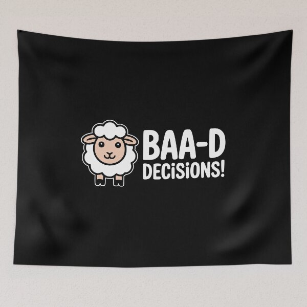 Item preview, Baa-d Decisions Funny Sheep Pun Illustration designed and sold by PMCreative.