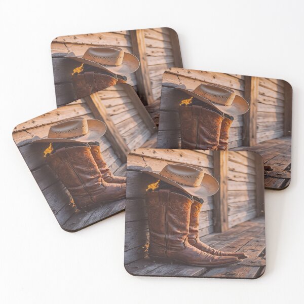 Item preview, Cowboy Boots and Hat on Rustic Wooden Porch designed and sold by BeautifulVirtues.
