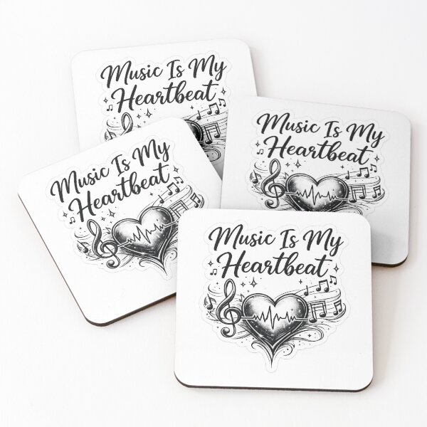 Item preview, Music Is My Heartbeat – Black & White Tattoo Style Music Design designed and sold by ArvynArt.