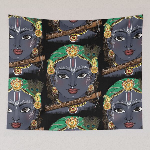 Item preview, Sketch Face : Mesmerising Krishna with his Basuri designed and sold by ramanandr.