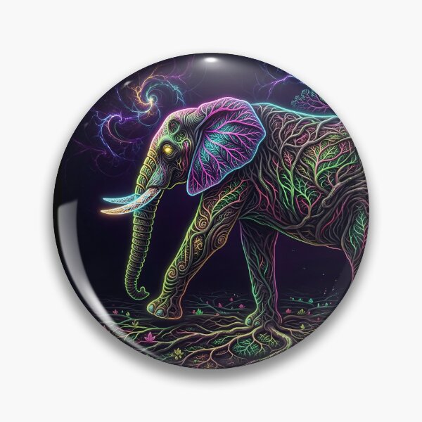 Item preview, Neon Cyberpunk Elephant Glowing Tree Roots Psychedelic Art designed and sold by Scoutic-Neon.
