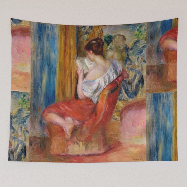 Artikelvorschau, Die lesende Frau von Pierre-Auguste Renoir: Warmes impressionistisches Interieurporträt entworfen und verkauft von artofuniverse.