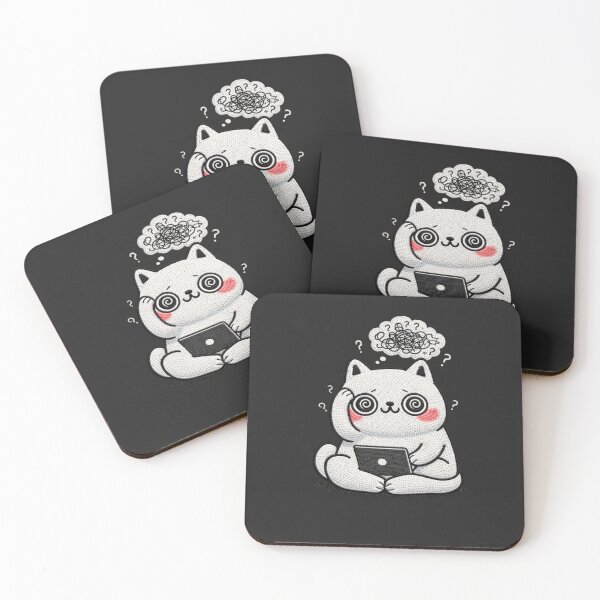 Item preview, Kawaii Overthinking Cat Embroidery Design, Cute Chubby Anime Anxiety Cat designed and sold by ColorSplash123.
