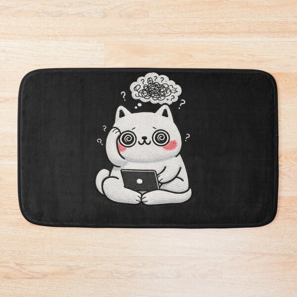 Item preview, Kawaii Overthinking Cat Embroidery Design, Cute Chubby Anime Anxiety Cat designed and sold by ColorSplash123.