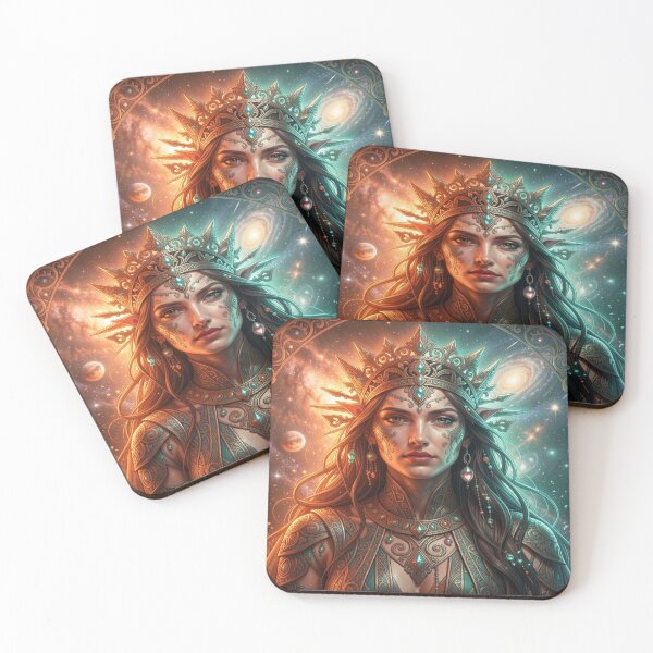 Item preview, Celestial Fantasy Queen Portrait with Ornamental Details and Cosmic Art Style designed and sold by FotoworldEdel.