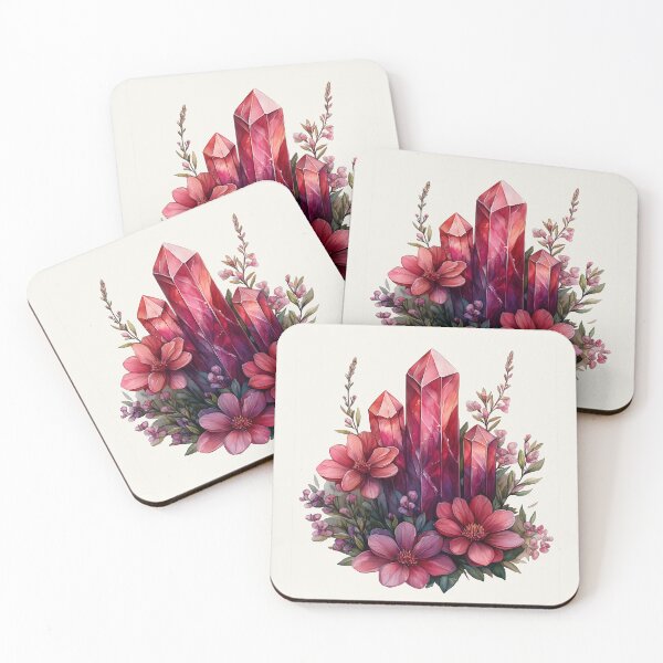 Item preview, Crystal Flower, Pink Gemstone Botanical Art designed and sold by dharanna.