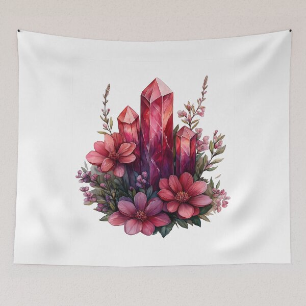 Artikelvorschau, Kristallblume, Botanische Kunst mit rosa Edelsteinen entworfen und verkauft von dharanna.