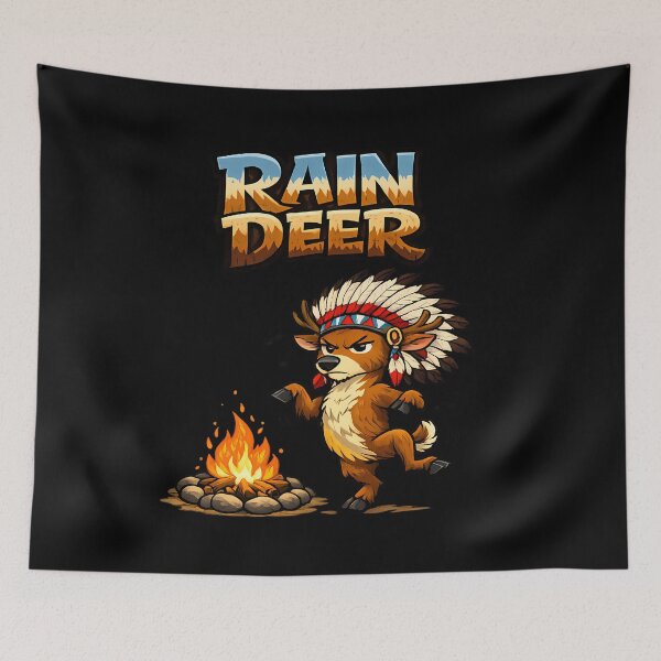 Item preview, Rain Deer Funny Dancing Reindeer Pun Cute Cartoon Animal Design designed and sold by AuraloomAtelier.