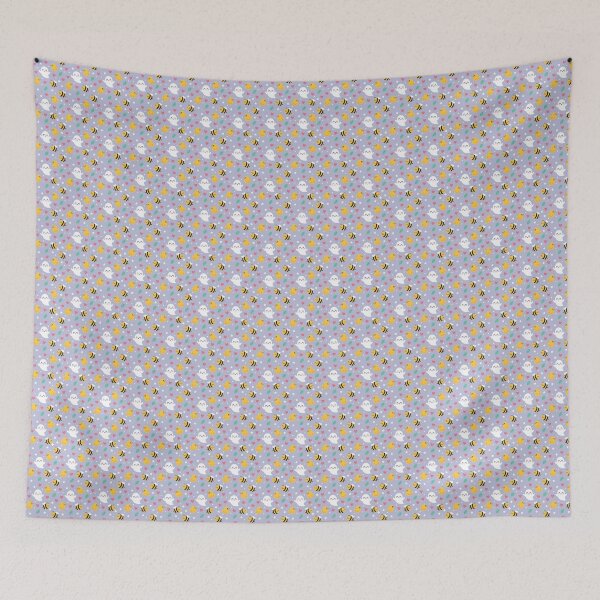 Item preview, Kawaii Ghost Duck and Bee Pastel Pattern designed and sold by Snout & Shout..