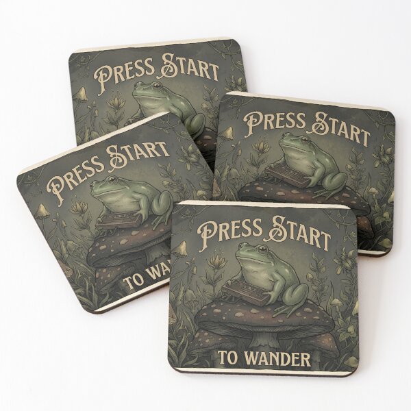 Item preview, Dark Cottagecore Frog Gaming Press Start To Wander designed and sold by PhoenixDrake.