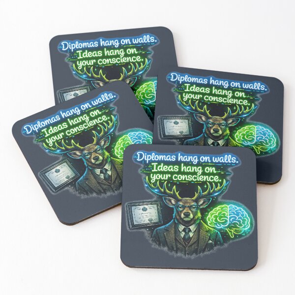 Item preview, Diplomas vs Ideas – Neon Autodidact Quote Design designed and sold by InnerwayStudio.