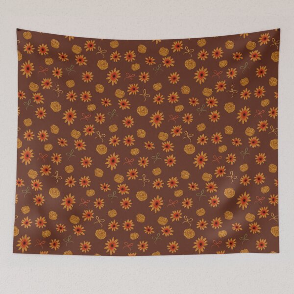 Item preview, Minimalist Floral Pattern Brown Background designed and sold by Eri Atelier.
