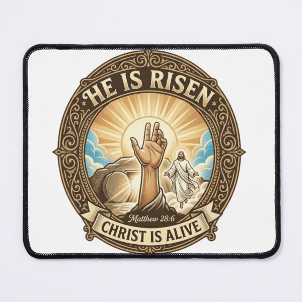 Item preview, Cute Cartoon Easter Resurrection He is Risen Christ is Alive Crest designed and sold by Wear Sculpt.