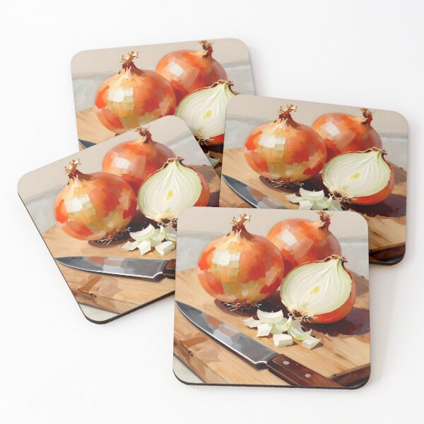 Item preview, Freshly Chopped Onions on a Board — Folk Art Kitchen Print designed and sold by Kelvin Hughes Design.
