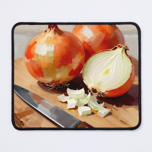 Item preview, Freshly Chopped Onions on a Board — Folk Art Kitchen Print designed and sold by Kelvin Hughes Design.