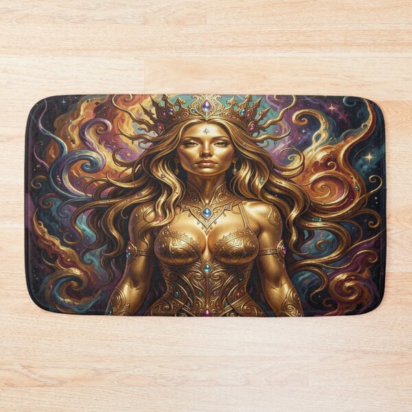 Item preview, Celestial Goddess Portrait with Ornamental Golden Armor and Cosmic Fantasy Energy designed and sold by FotoworldEdel.
