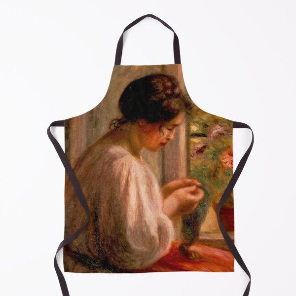 Item preview, Seamstress at Window by Pierre-Auguste Renoir: Cozy Impressionist Fine Art Poster designed and sold by artofuniverse.