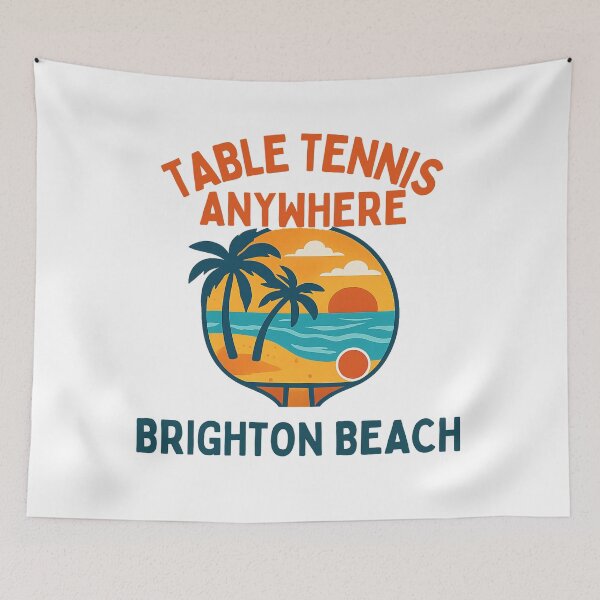 Item preview, Brighton Beach UK Table Tennis Anywhere Retro Sunset Ping Pong Gift T-Shirt designed and sold by OhMyPingCo.