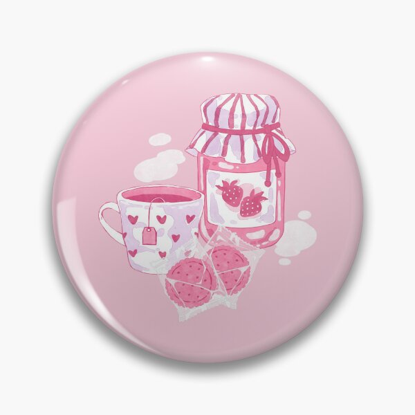 Item preview, Cute Tea And Cookies With Strawberry Jam Pink Aesthetic designed and sold by MinimalAnGo.