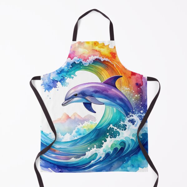 Artikelvorschau, Wellenreiter, Delfin mit Welle in Regenbogenfarben entworfen und verkauft von LiskoDesign.
