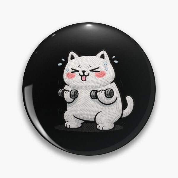 Item preview, Kawaii Gym Beginner Cat Embroidery Design, Cute Chubby Anime Fitness Cat designed and sold by ColorSplash123.