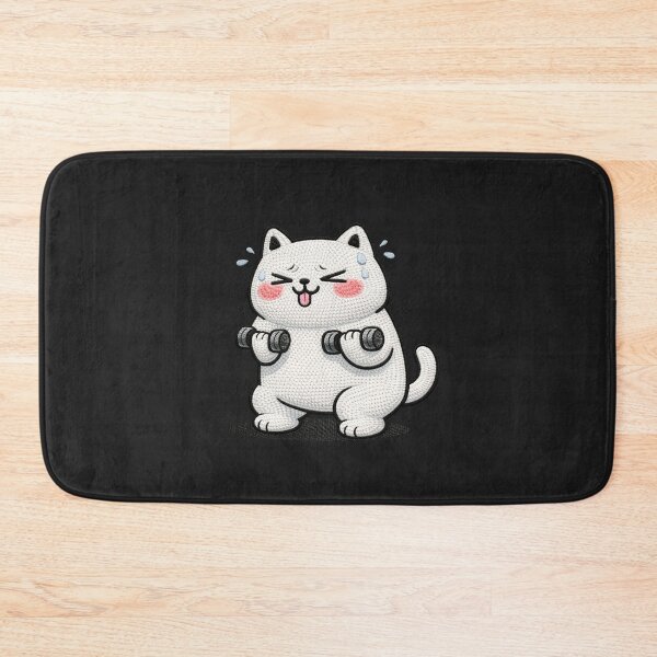 Item preview, Kawaii Gym Beginner Cat Embroidery Design, Cute Chubby Anime Fitness Cat designed and sold by ColorSplash123.