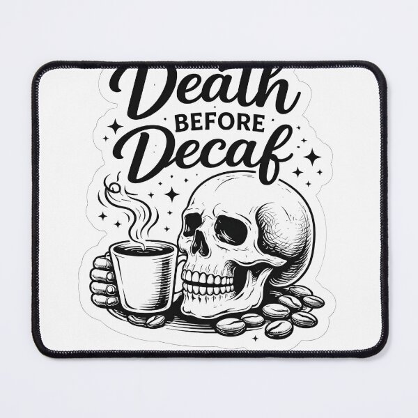 Item preview, Death Before Decaf – Dark Coffee Humor Minimal Sticker designed and sold by ArvynArt.