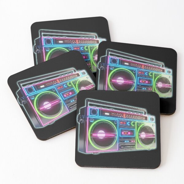 Item preview, Neon Pulse - 80s Retro Chrome Boombox designed and sold by powersunlight.