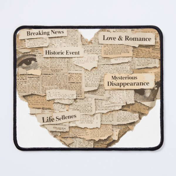 Item preview, Torn Newspaper Heart Shape Collage Vintage Text Fragments Love Symbol Mixed Media Art designed and sold by Dejbar.